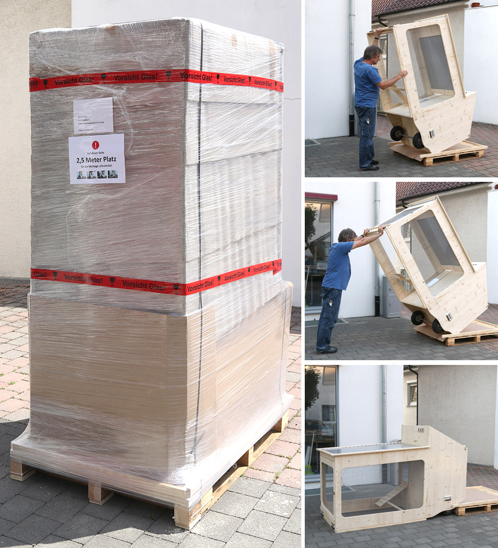 Mobiler Hühnerstall in Fahrt